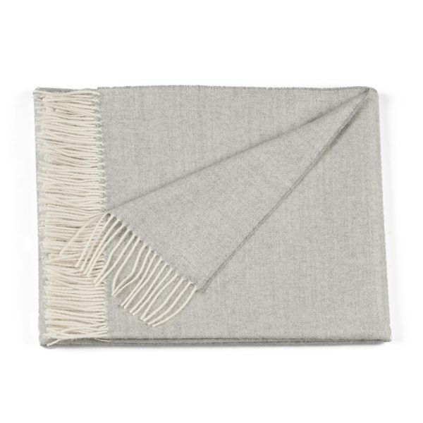 Plaid fishbone gris clair et blanc en 100% Baby Alpaga - Pure Alpaga - 130 x 180 cm